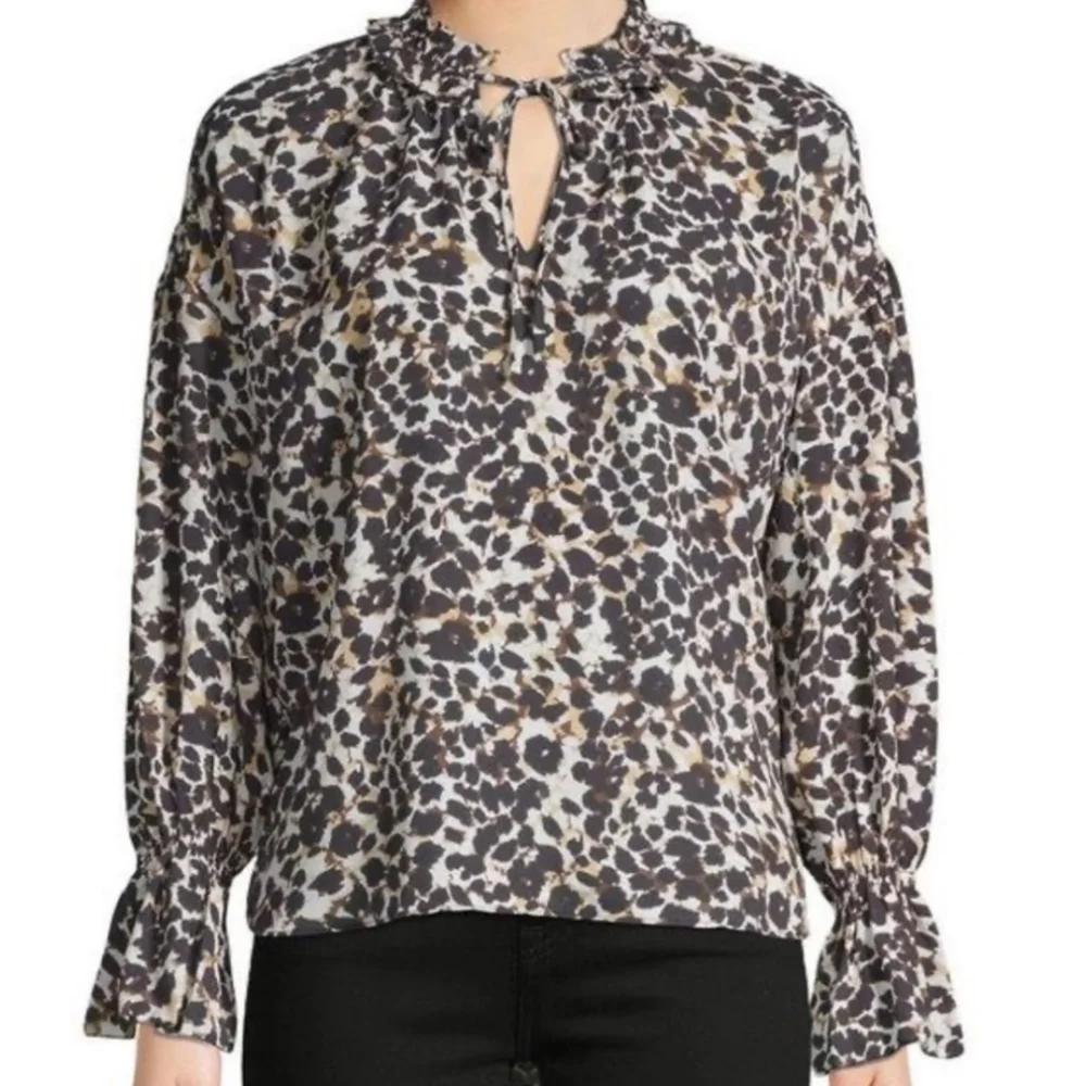 SANCTUARY New Leopard Ruffle Collar Blouse - Picture 1 of 2